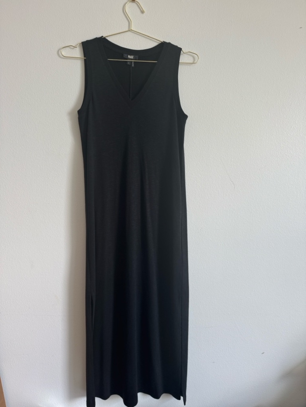 PAIGE Black Sleeveless V-Neck Maxi Dress
